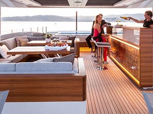 Exceptional Service - Champagne on a yacht outside bar
